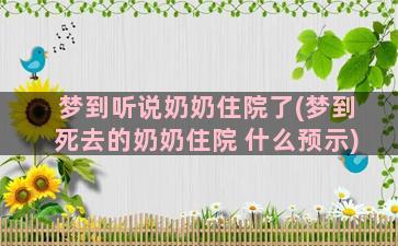 梦到听说奶奶住院了(梦到死去的奶奶住院 什么预示)